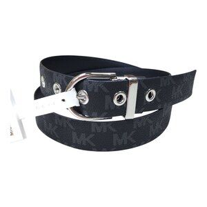 Michael Kors Reversible Black Leather Belt W/ Silver Hardware Womens Large